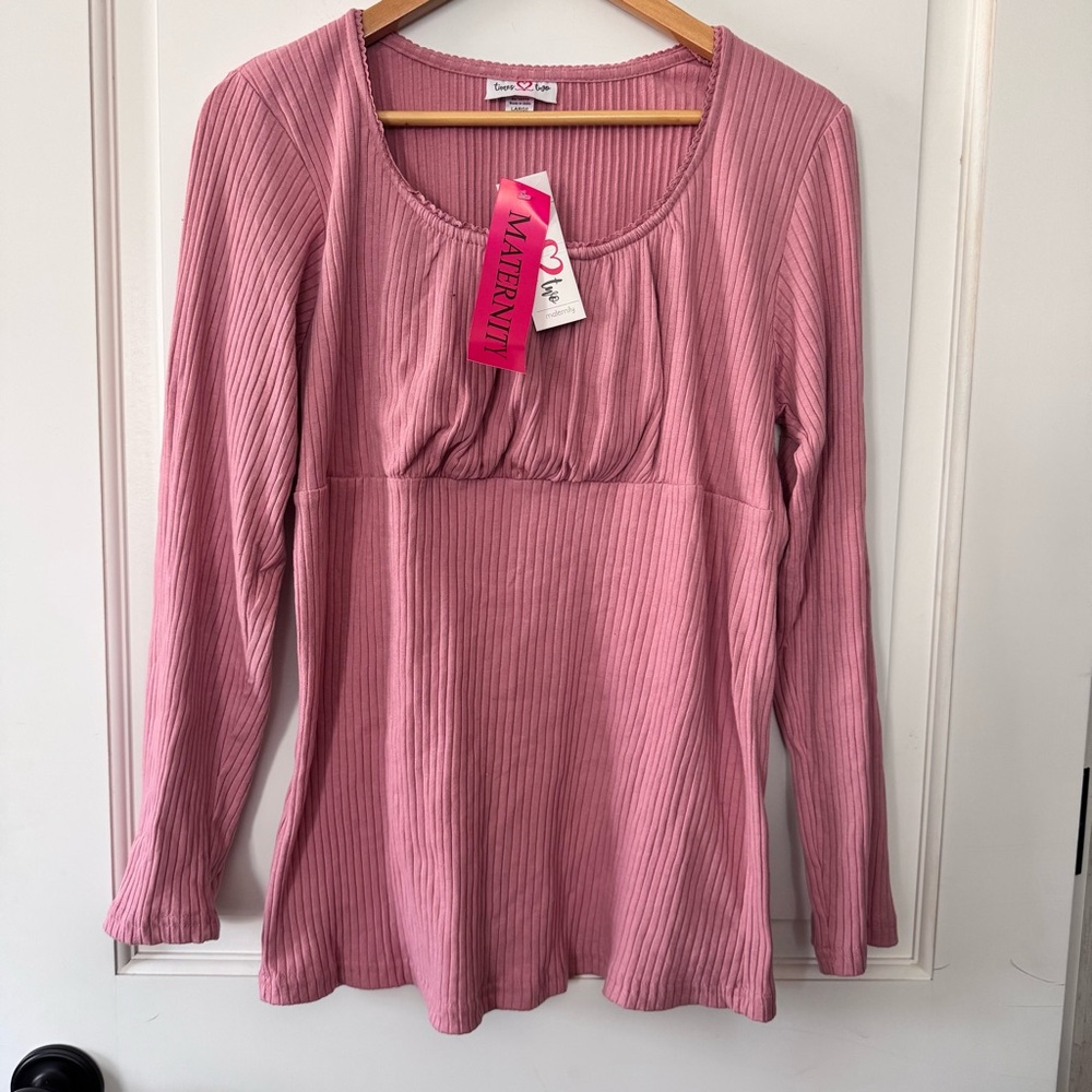 Times Two maternity top NEW with tags, pink ribbed long sleeve